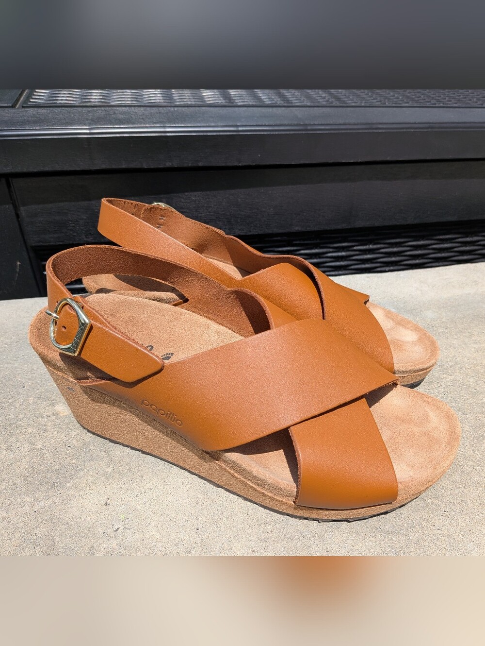Birkenstock Papillio Samira Womens Wedge Sandals Sz 9 / 40  Leather Slingback - Picture 6 of 7
